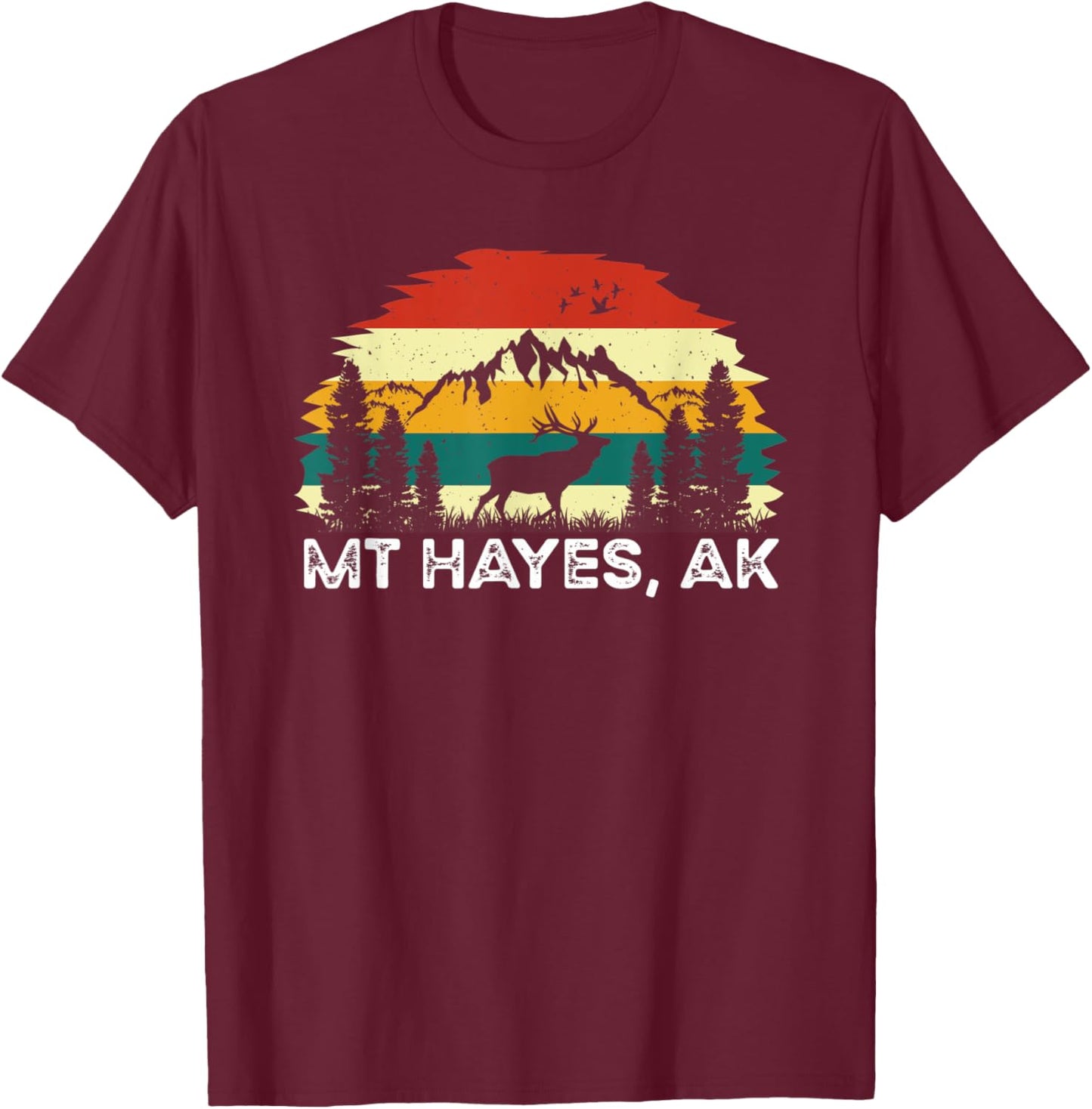 Mt Hayes, AK mountain hiking nature outdoor camping T-Shirt - T-Shirt | Maroon