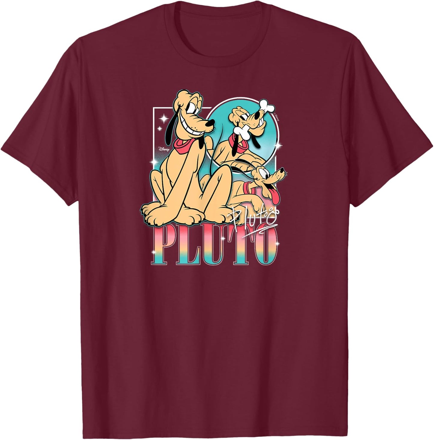 Pluto - Smiling Dog Character T-Shirt - T-Shirt | Maroon