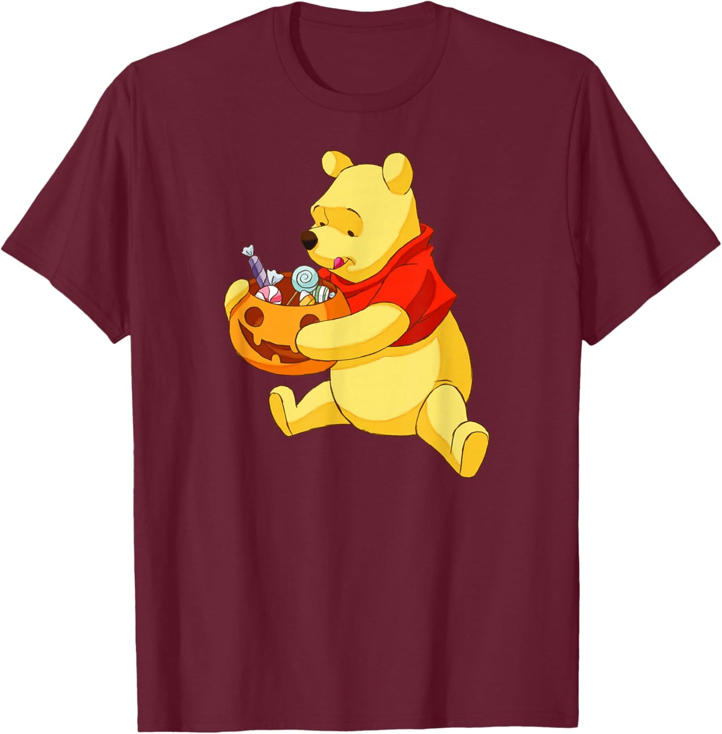 Disney - Halloween Candy Lover Pooh Bear T-Shirt - T-Shirt | Maroon