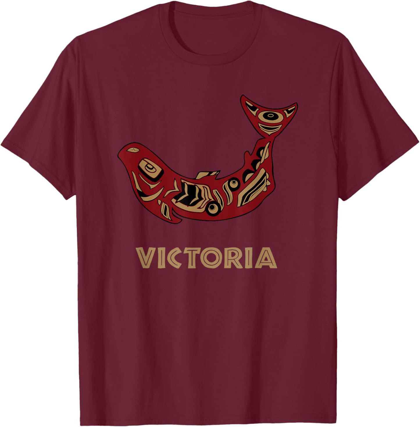 Victoria British Columbia Native Fisherman Salmon BC Canada T-Shirt - T-Shirt | Maroon