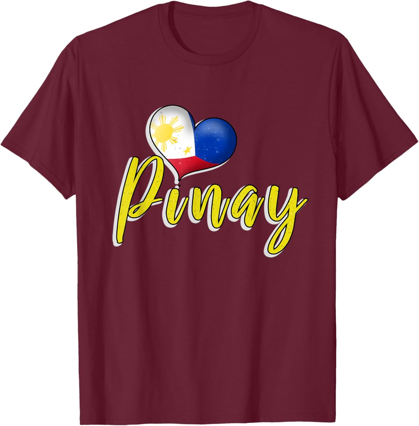 Philippines Pinay Filipina Heart Filipino Flag Woman Girl T-Shirt - T-Shirt | Maroon