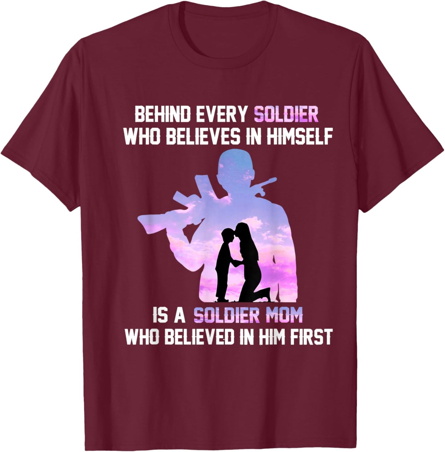 Proud Army Mom of Every Soldier Hero T-Shirt - T-Shirt | Maroon