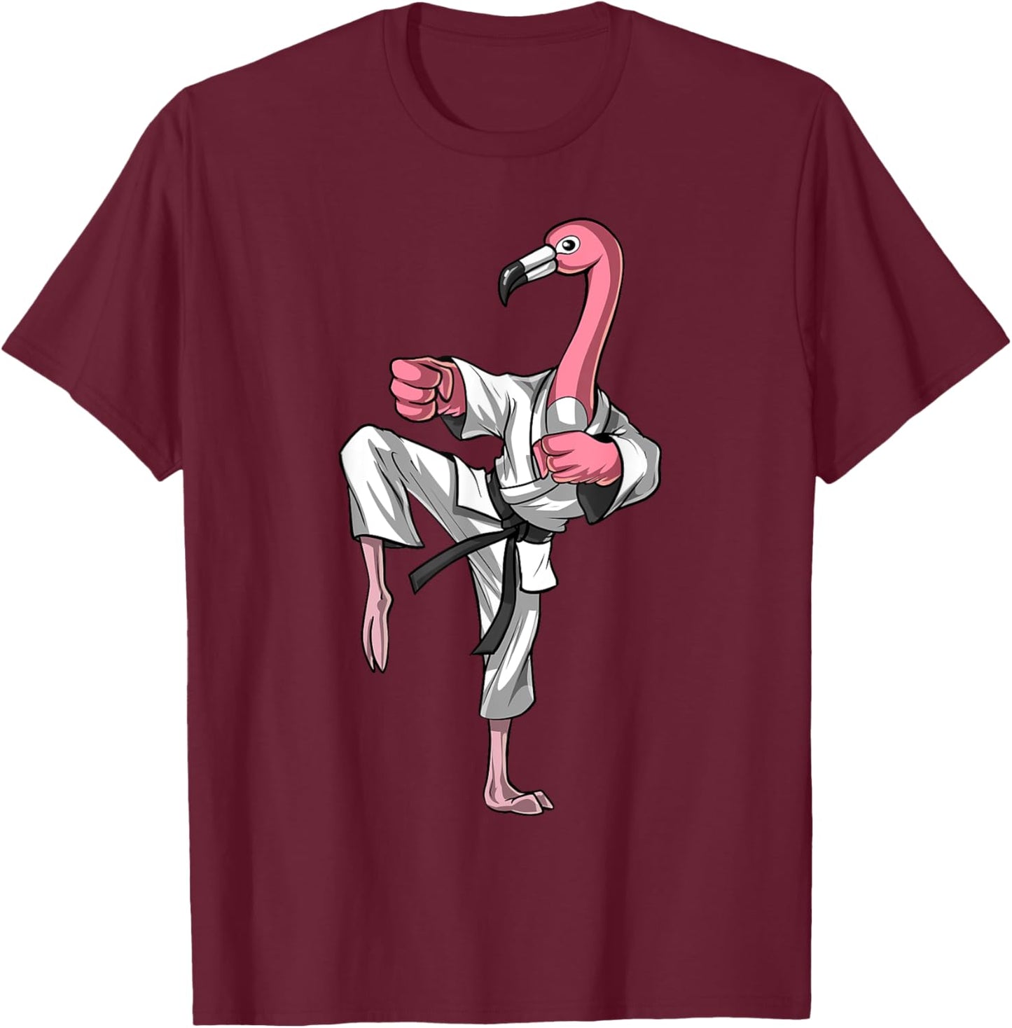 Flamingo Bird Karate Ninja Kickboxing Taekwondo Martial Arts T-Shirt - T-Shirt | Maroon