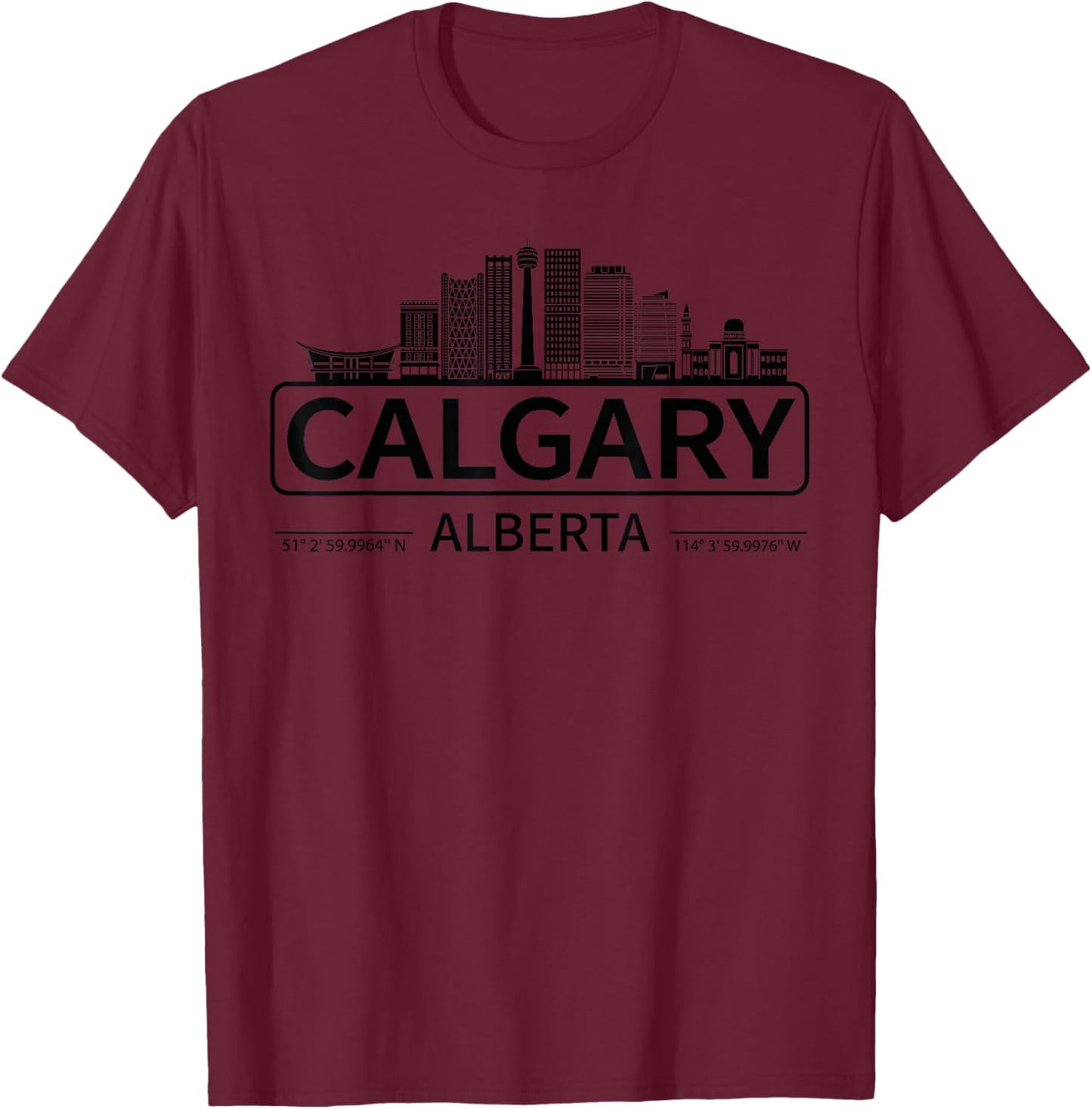 Calgary Alberta Skyline, Travel to Calgary T-Shirt - T-Shirt | Maroon