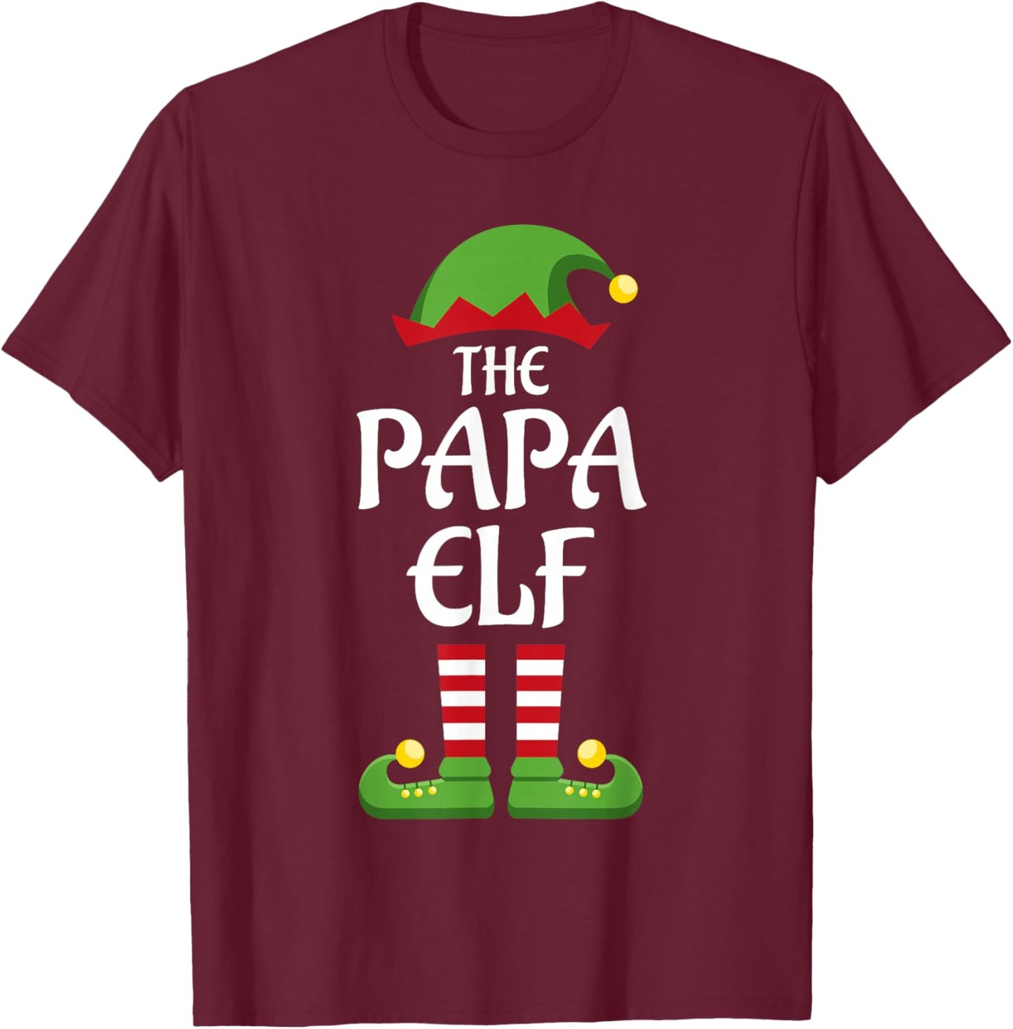Papa Elf Family Matching Group Christmas Dad T-Shirt - T-Shirt | Maroon