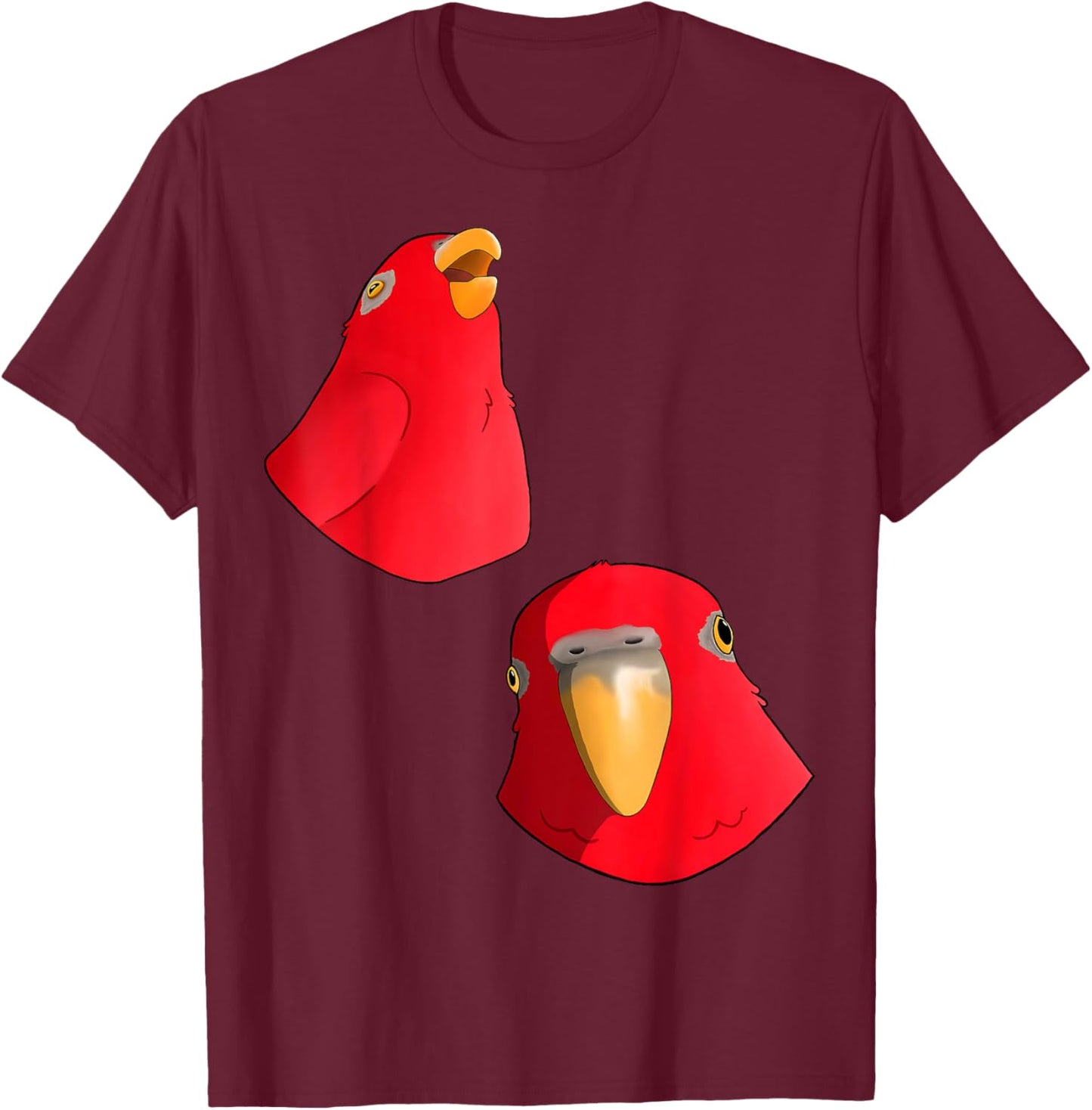 Red Birb - Bird Laughing Then Staring wuewuewue T-Shirt - T-Shirt | Maroon