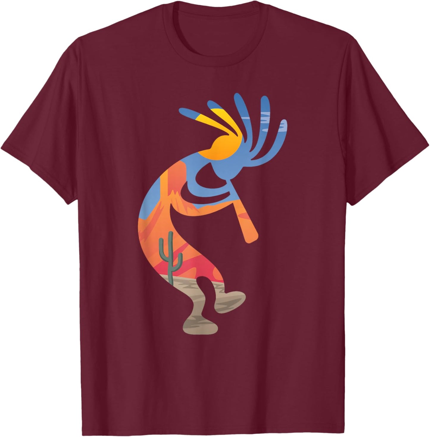 Dancing Southwestern USA Kokopelli Symbol T-Shirt - T-Shirt | Maroon