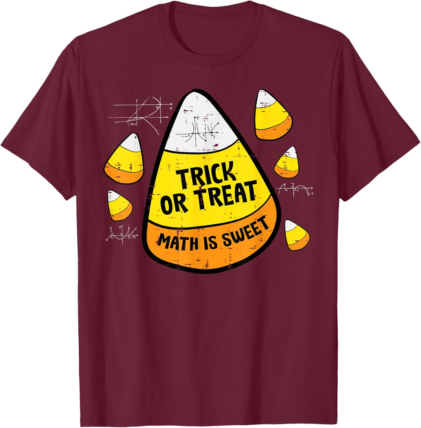 Halloween Candy Corn Math Sweet Trick Treat Men Women Kids T-Shirt - T-Shirt | Maroon