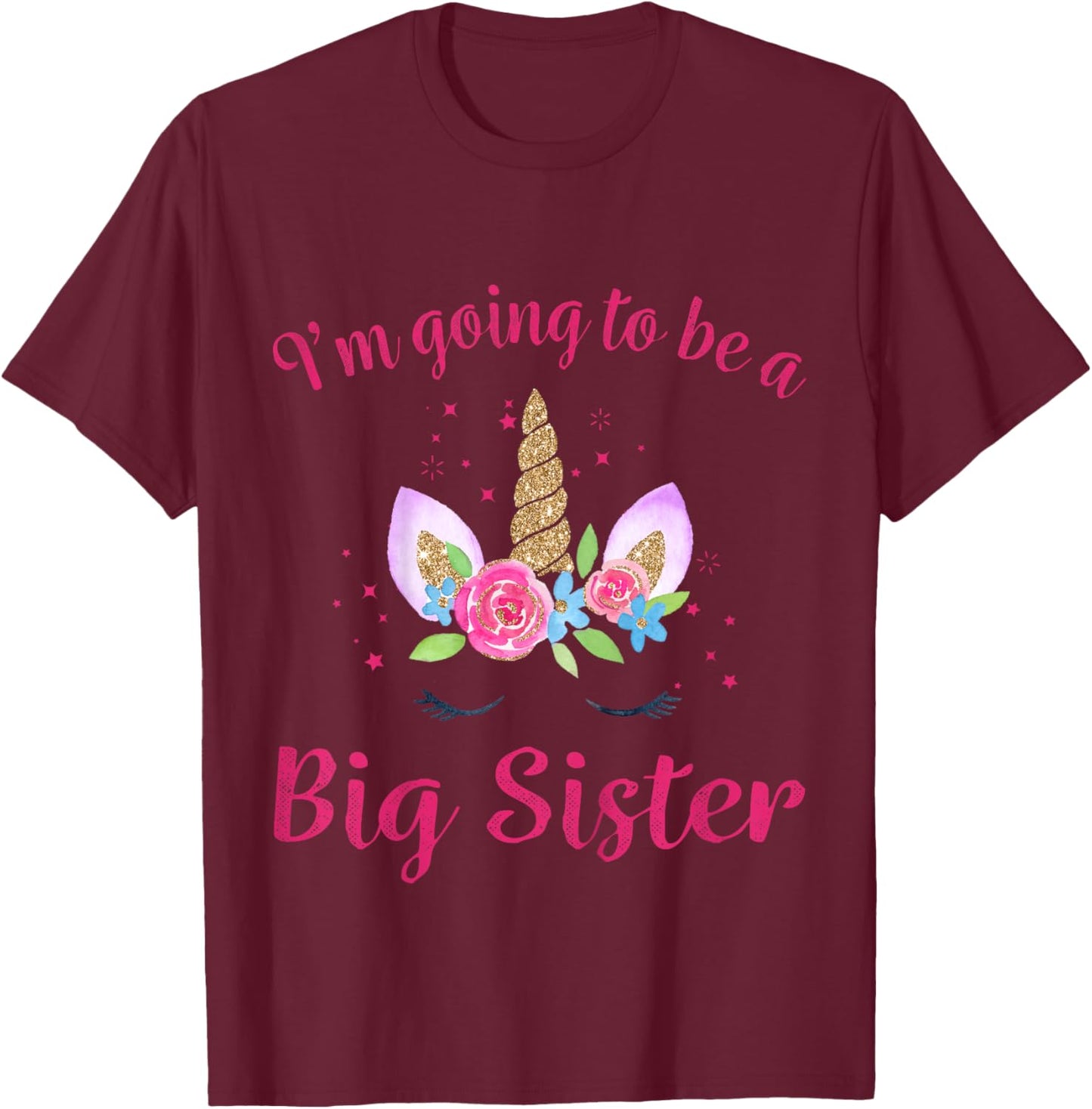 Kids Big Sister Unicorn I'm Going to be a Big Sister T-Shirt - T-Shirt | Maroon
