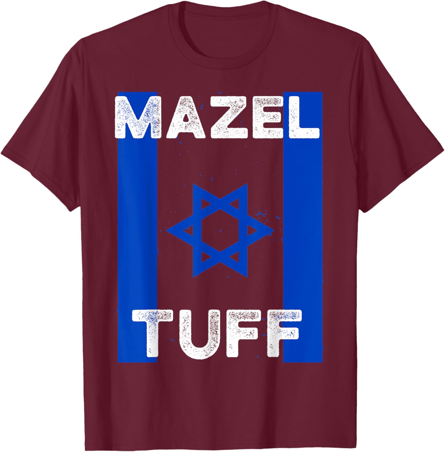 Mazel Tuff Strong Funny Jewish Work Out Gym Hanukkah Flag T-Shirt - T-Shirt | Maroon