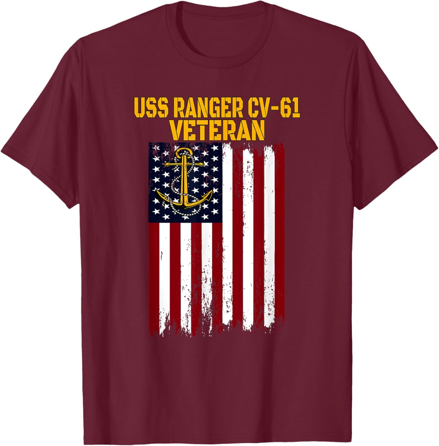 USS Ranger CV-61 CVA-61 Aircraft Carrier Veteran's Day T-Shirt - T-Shirt | Maroon