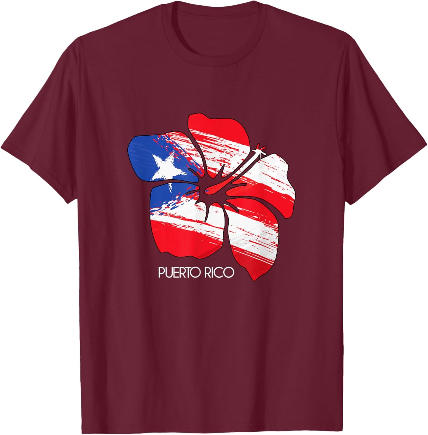 Puerto Rico Culture Roots Amapola Boricua Flag T-Shirt - T-Shirt | Maroon