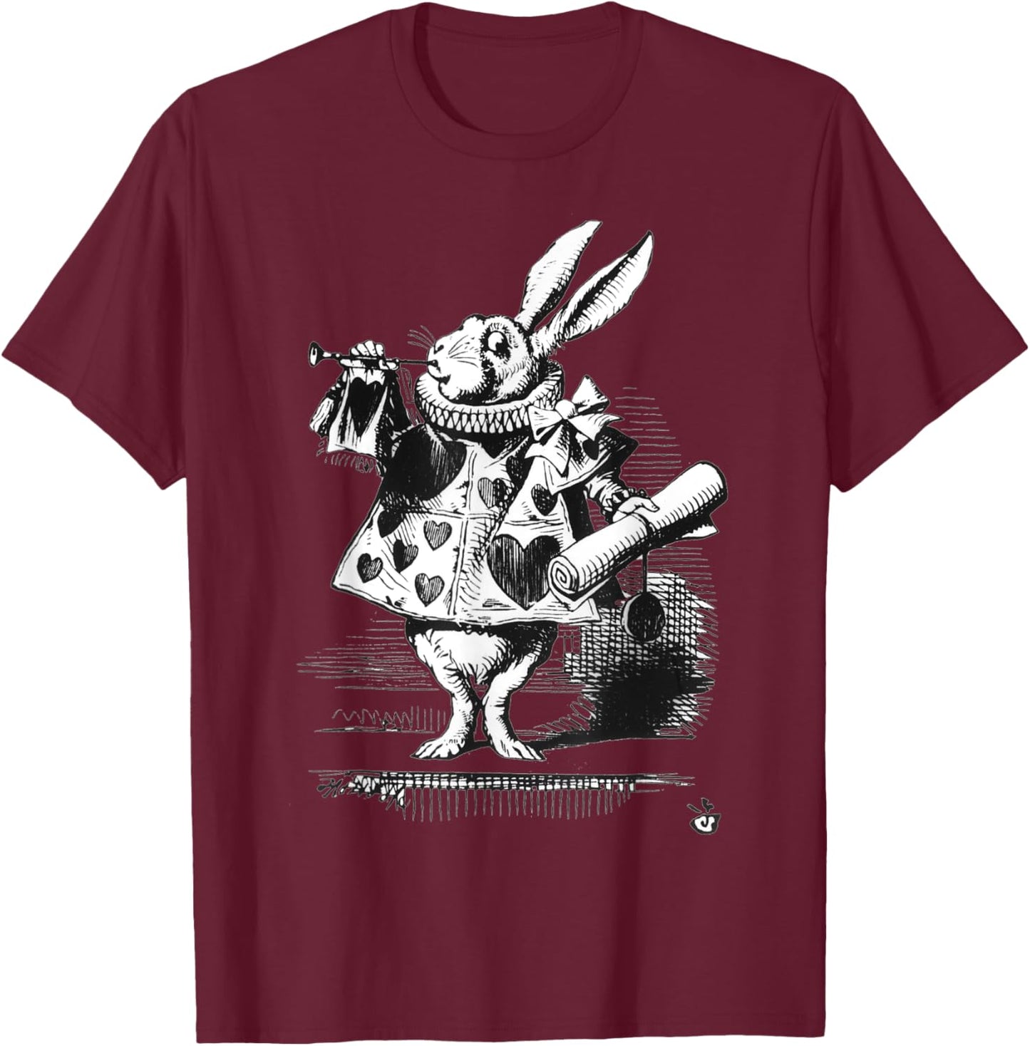 Alice-In-Wonderland Halloween Costume White Rabbit T-Shirt - T-Shirt | Maroon