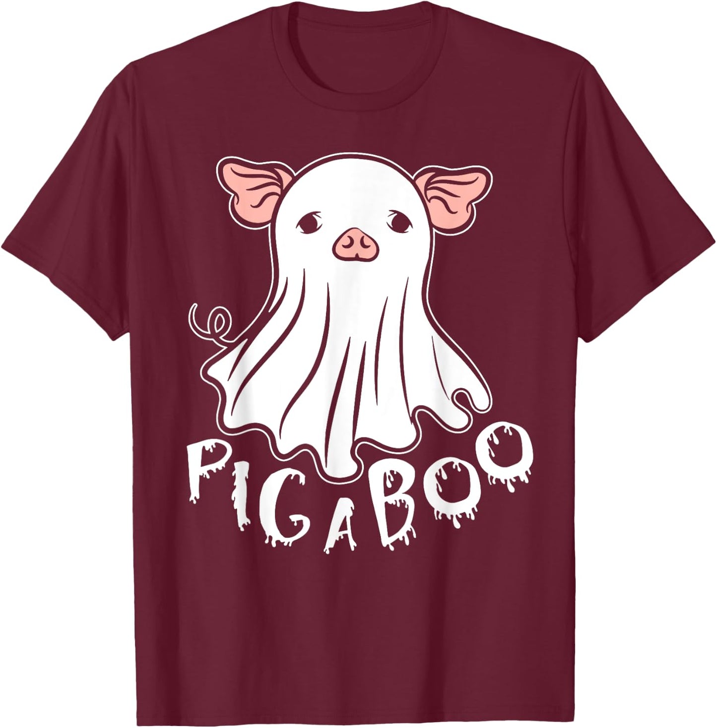 Ghost Pig Costume Pig A Boo Farmer Animal Halloween Costume T-Shirt - T-Shirt | Maroon