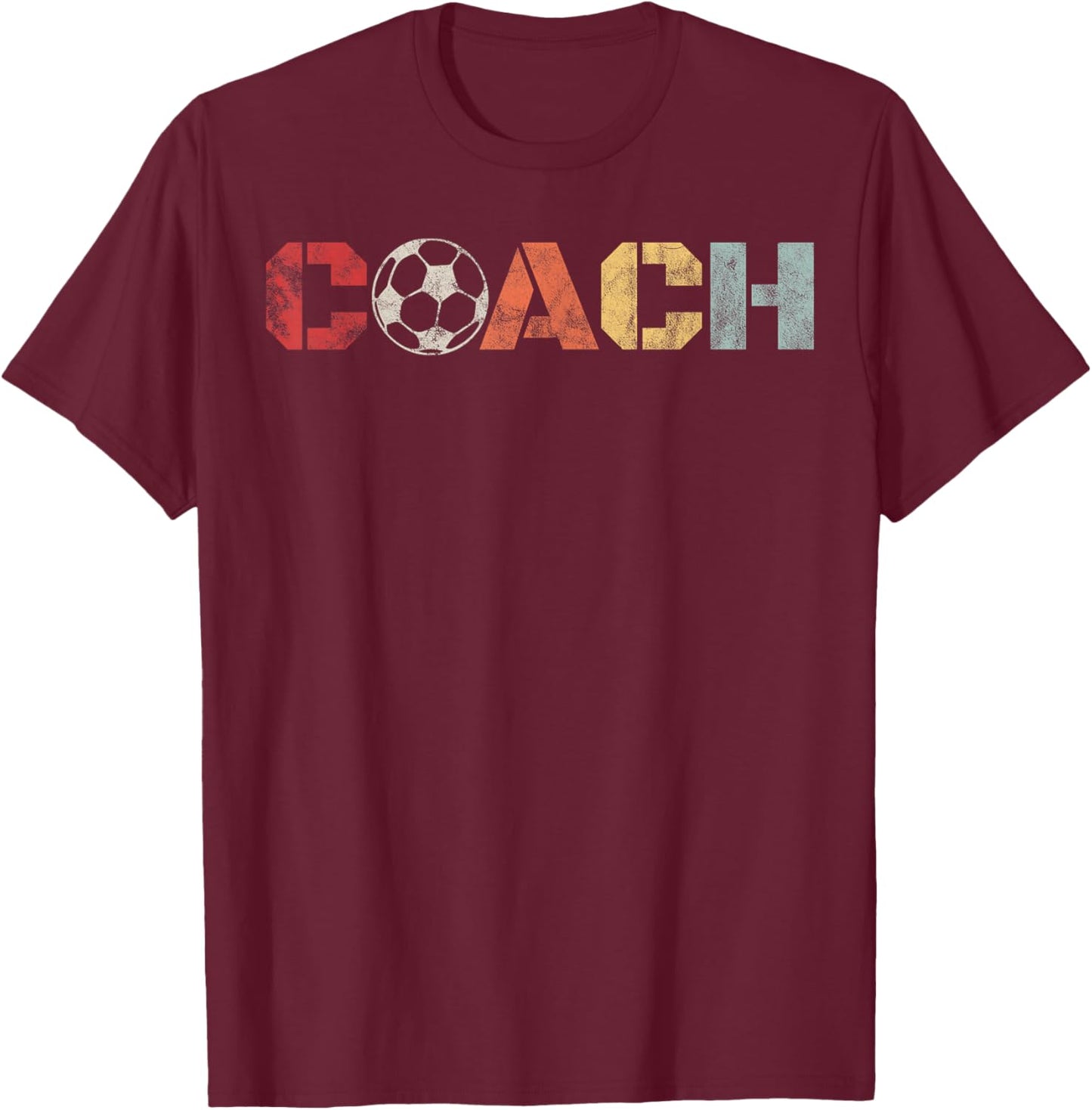 Soccer Coach Retro Vintage Instructional Soccer Ball Staff T-Shirt - T-Shirt | Maroon
