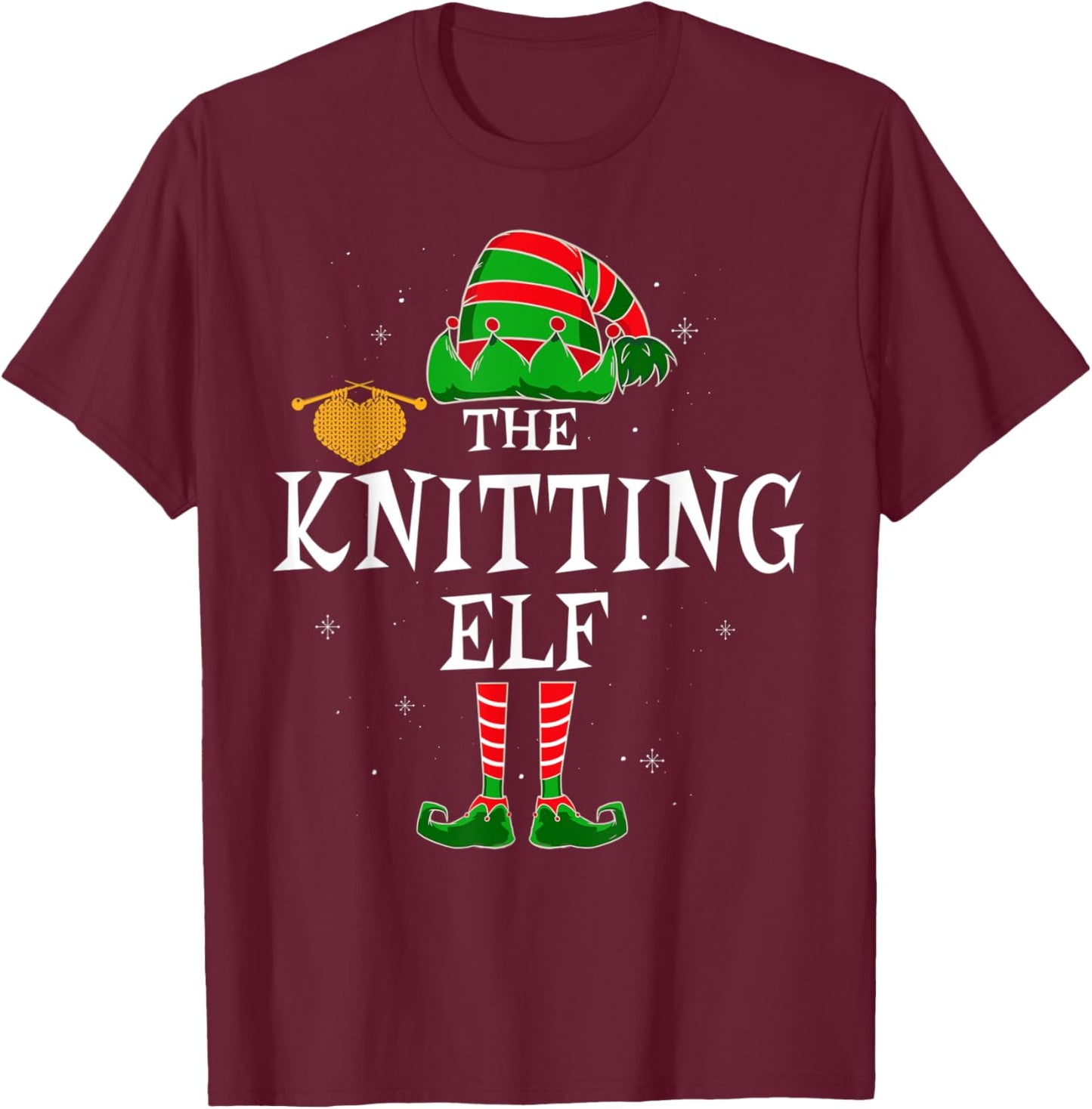The Knitting Elf Group Matching Family Christmas Funny T-Shirt - T-Shirt | Maroon