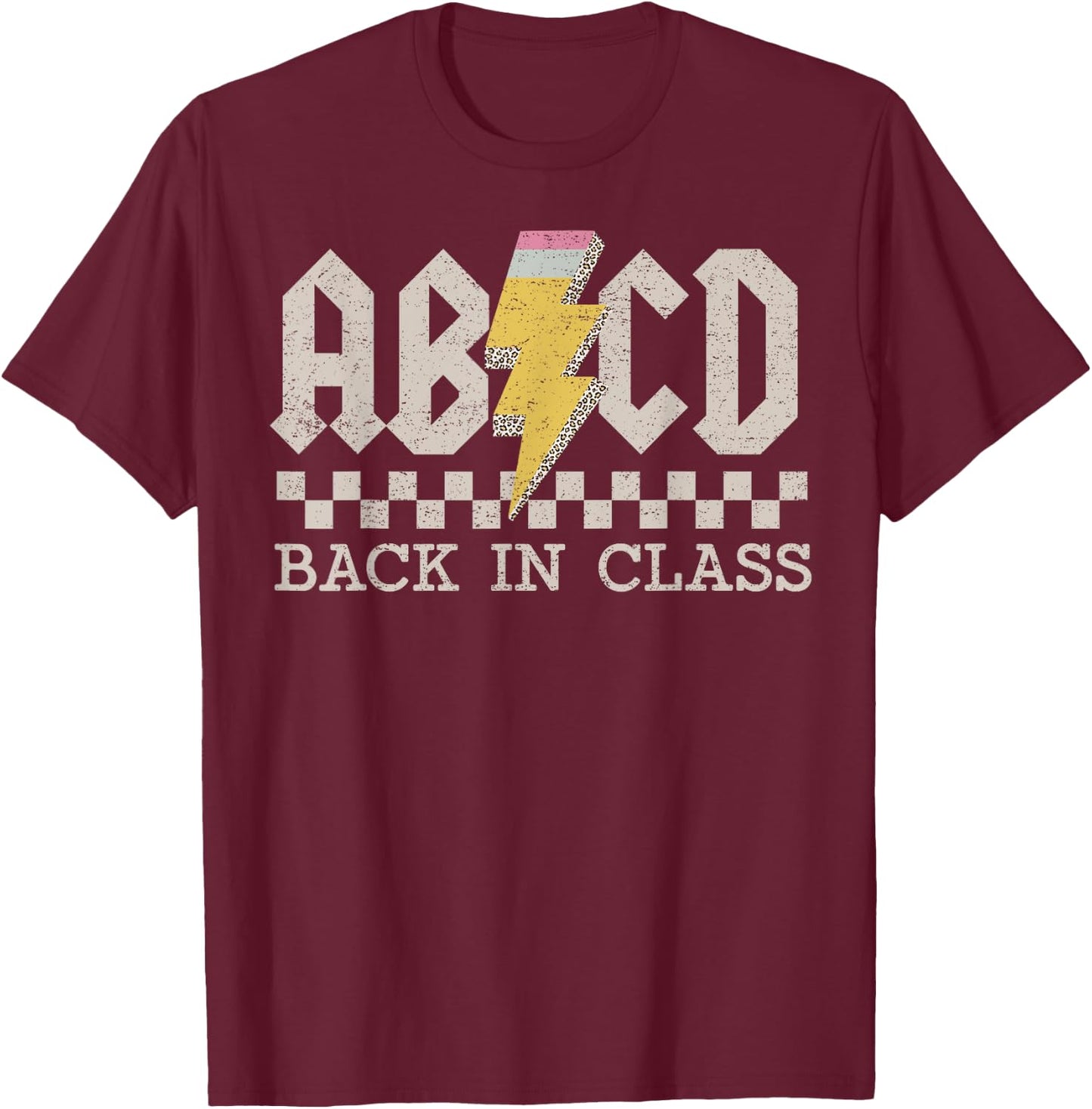 Retro Teacher Tour ABCD Back to School Back in Class Rock Men Women Girls Kids T-Shirt - T-Shirt | Maroon