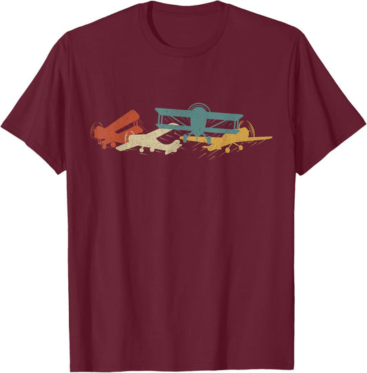 Airplane Pilot Vintage T-Shirt - T-Shirt | Maroon