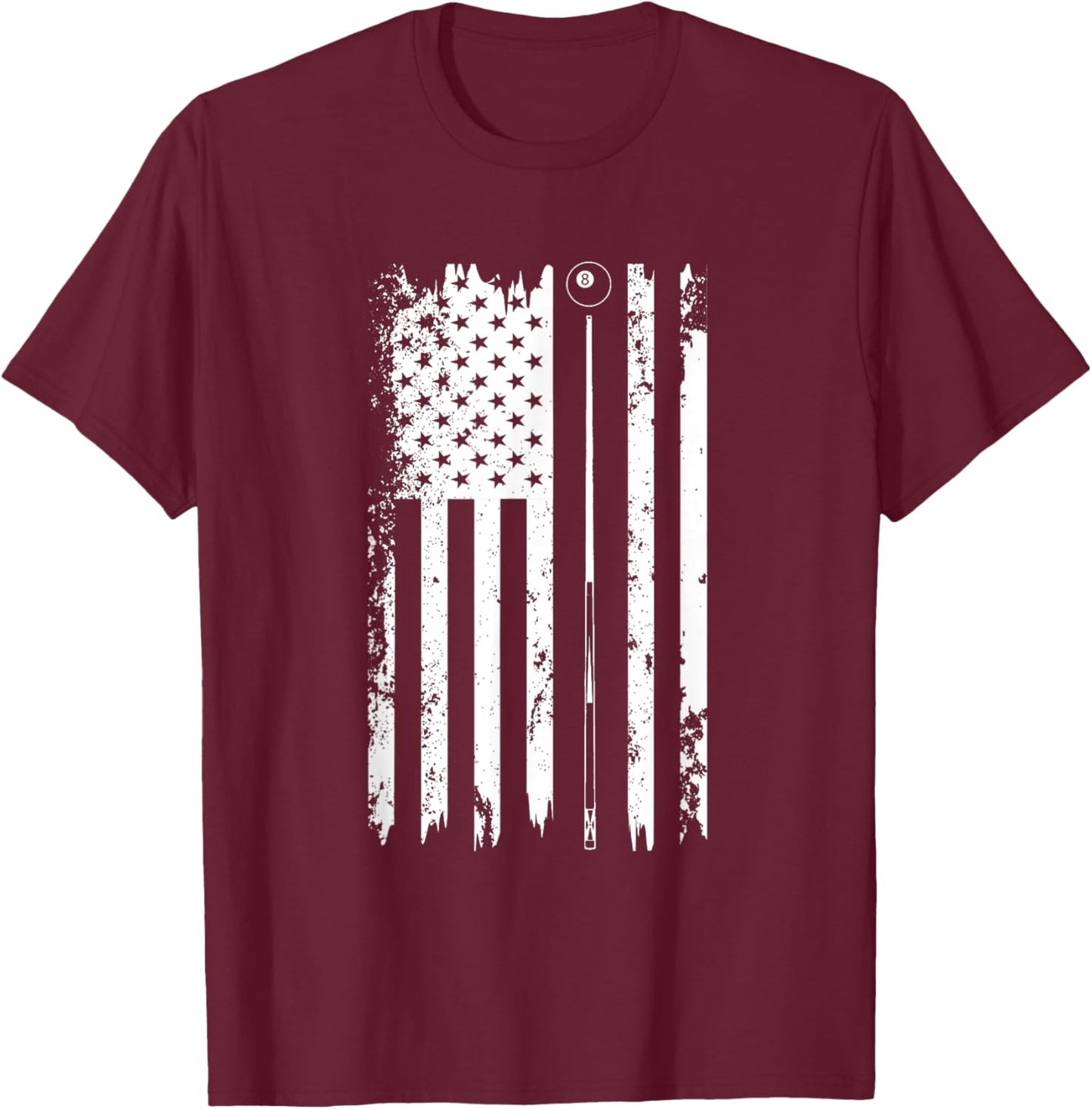 American Flag Billiard Vintage Pool Balls Player T-Shirt - T-Shirt | Maroon