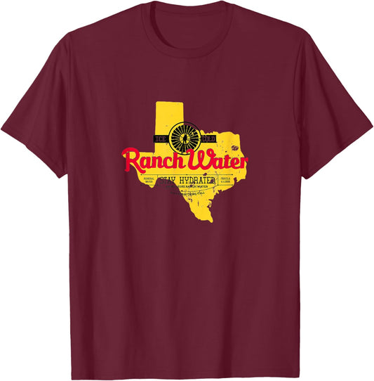 Drink Water Ranch Proud Vintage Texas Pride T-Shirt - T-Shirt | Maroon