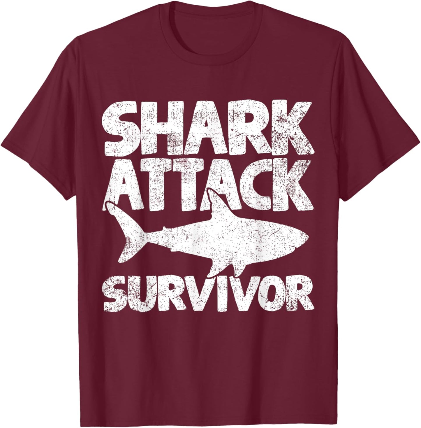 Shark Attack Survivor T-Shirt - T-Shirt | Maroon