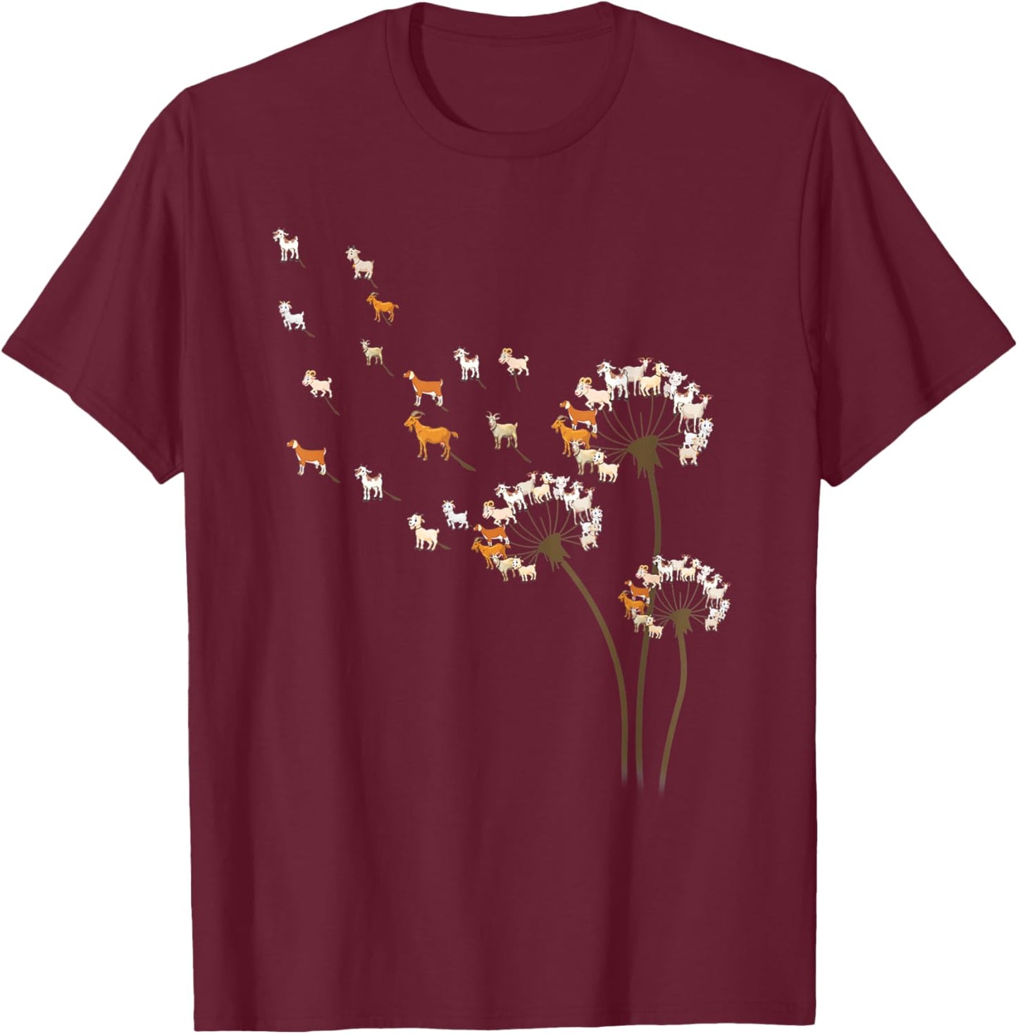 Animal Lover Gifts Goat Dandelion Flower Women T-Shirt - T-Shirt | Maroon