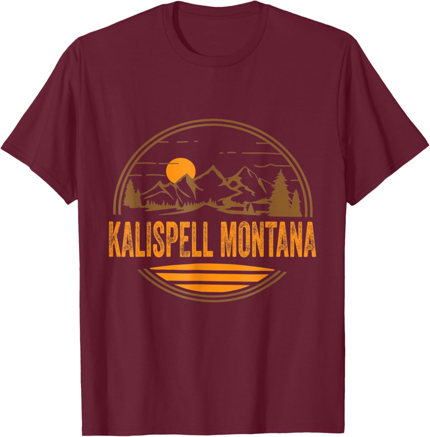 Kalispell, Montana Mountain Hiking Souvenir T-Shirt - T-Shirt | Maroon