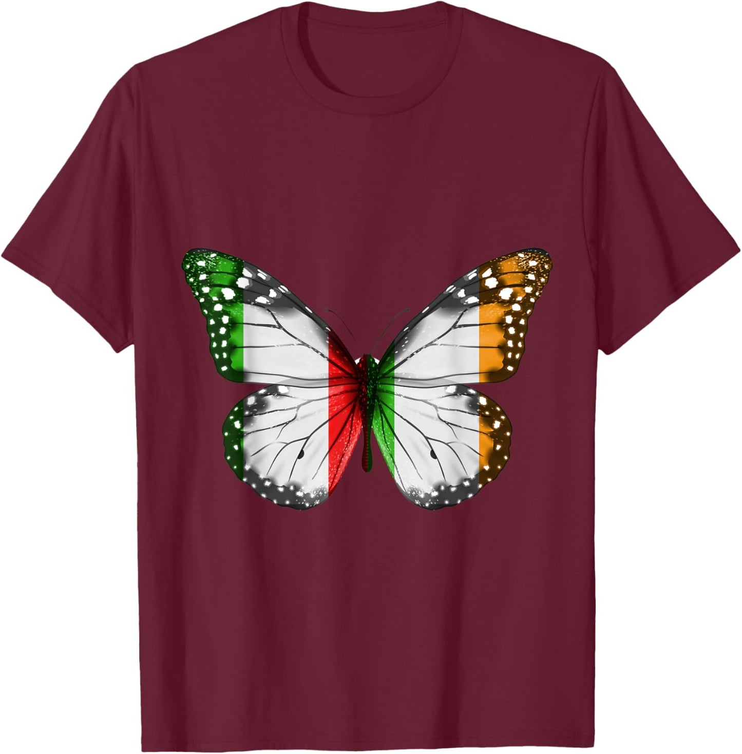 Italian Irish Flag Butterfly T-Shirt - T-Shirt | Maroon