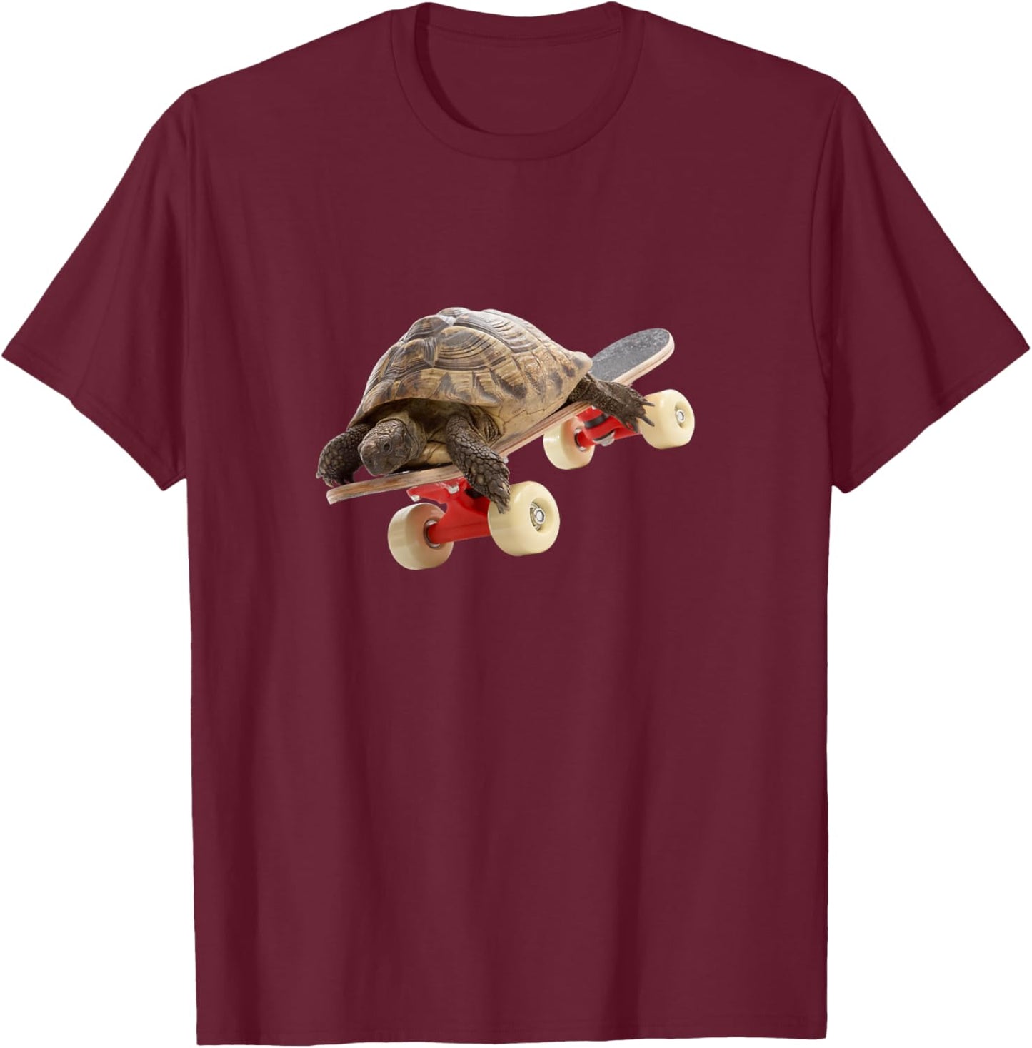Turtle on Skateboard T-Shirt - T-Shirt | Maroon