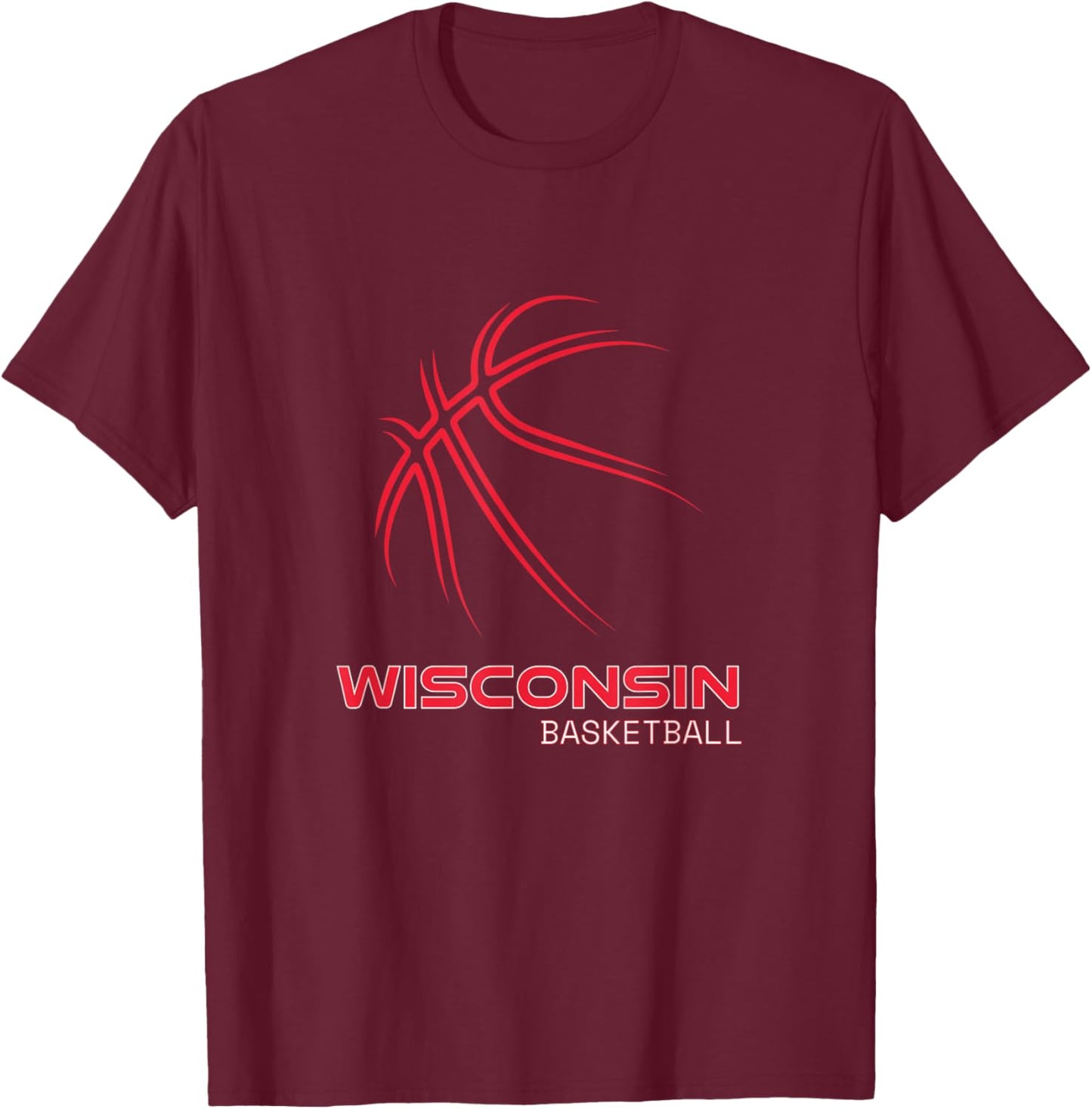 Basketball WI Love The Badger State Souvenir Wisconsin Hoops T-Shirt - T-Shirt | Maroon