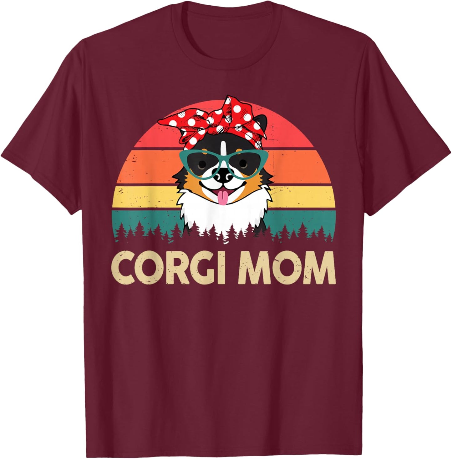 Corgi Mom T-Shirt - T-Shirt | Maroon