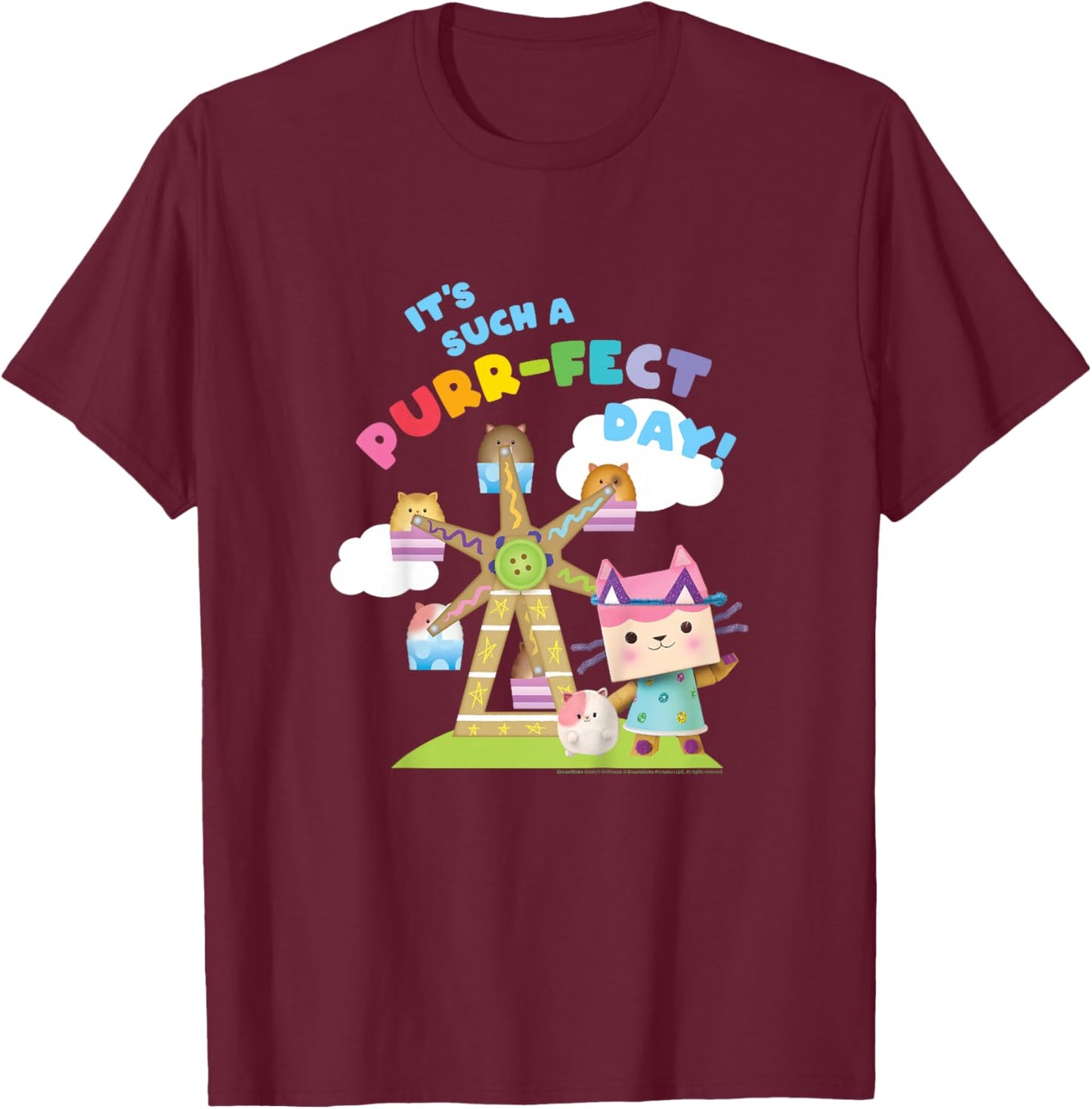 Gabby's Dollhouse Baby Box Purr-FECT Day! Youth T-Shirt - T-Shirt | Maroon
