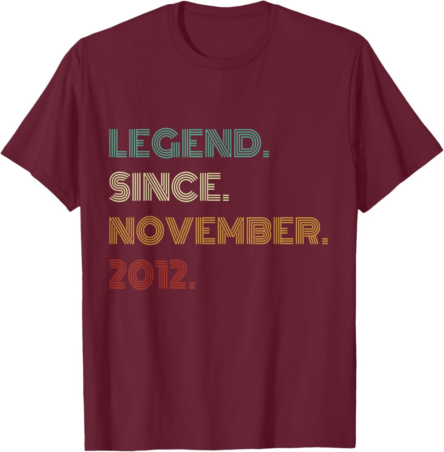 13 Years Old Legend Since November 2012 13th Birthday T-Shirt - T-Shirt | Maroon