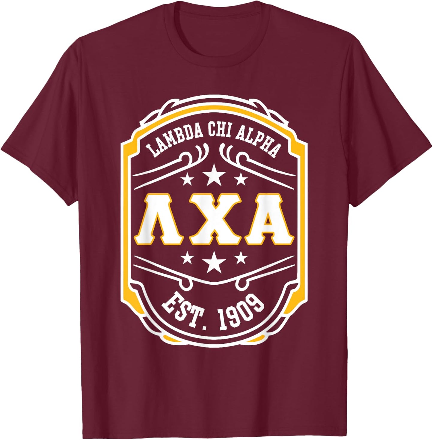 Lambda Chi Alpha Fraternity Lambda Est 1909 T-Shirt - T-Shirt | Maroon