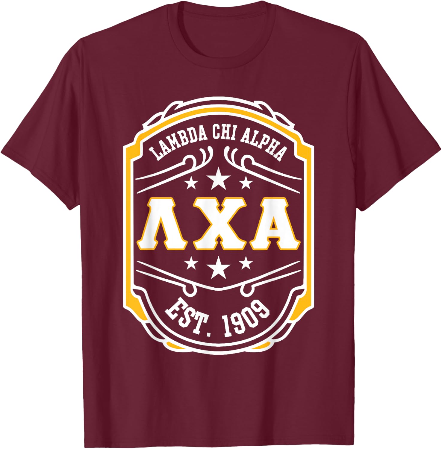 Lambda Chi Alpha Fraternity Lambda Est 1909 T-Shirt - T-Shirt | Maroon