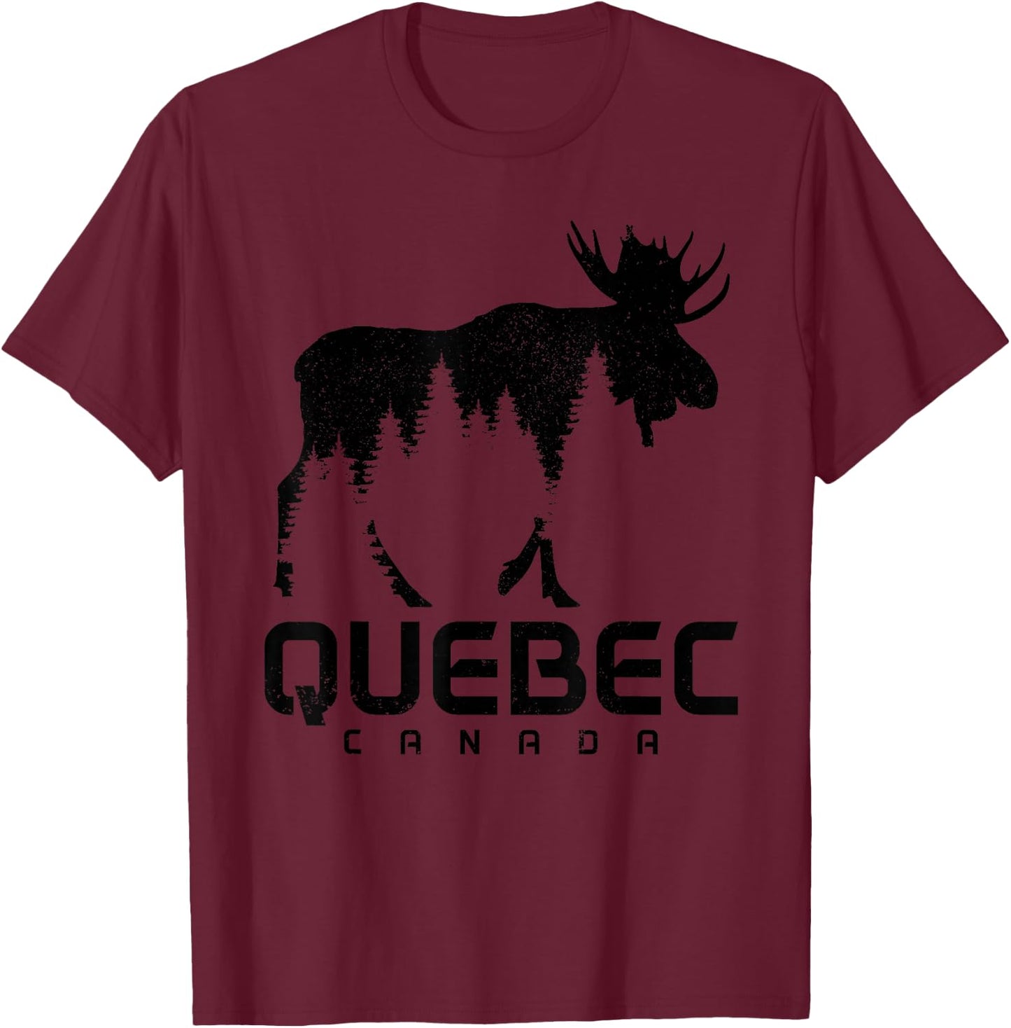 Quebec Canada Vintage Moose Souvenir T-Shirt - T-Shirt | Maroon