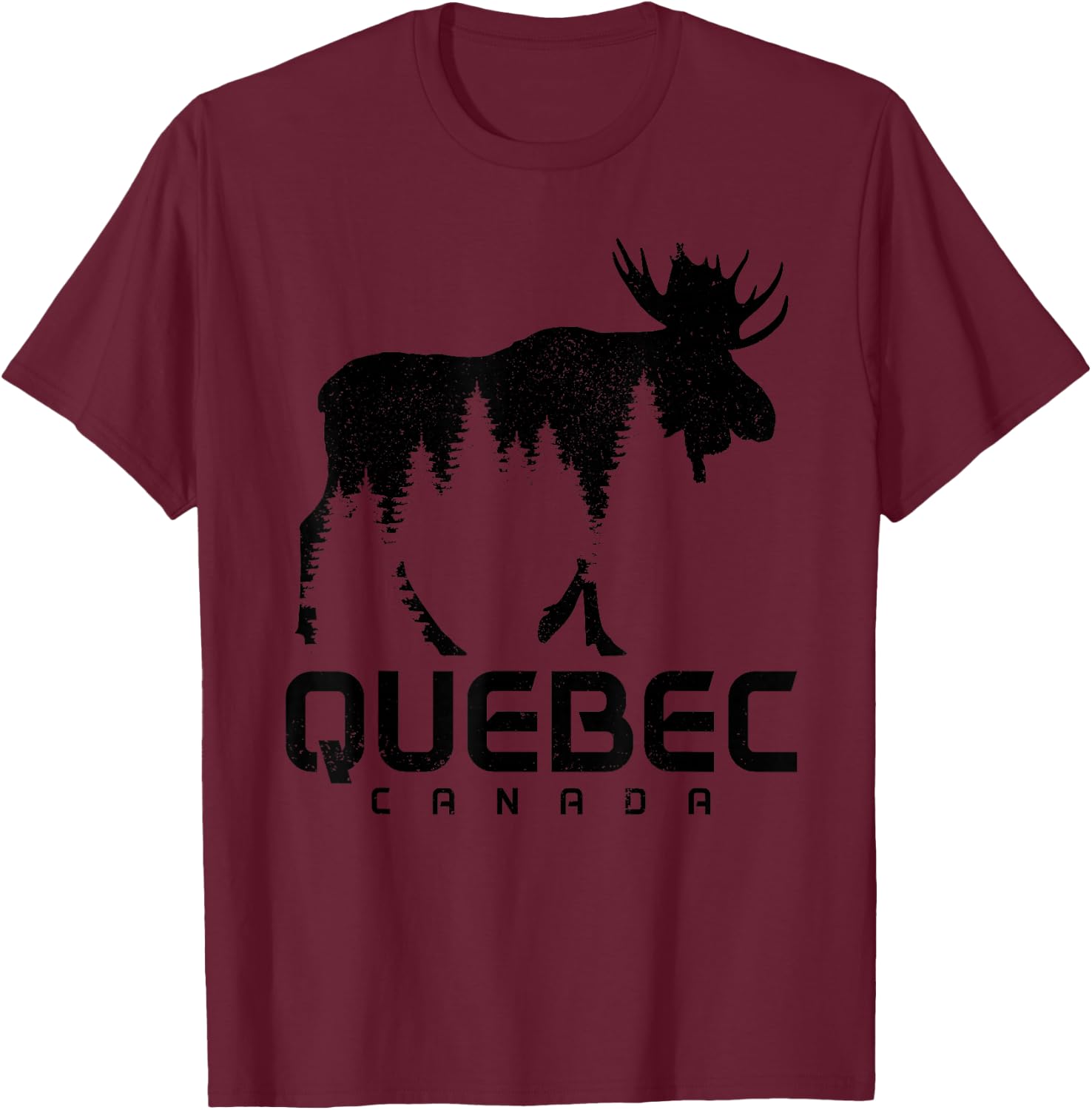Quebec Canada Vintage Moose Souvenir T-Shirt - T-Shirt | Maroon