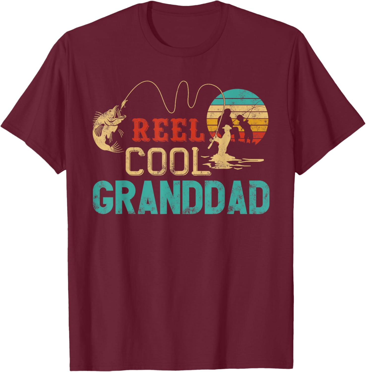 Reel Cool Granddad vintage funny fishing rod gifts grandpa T-Shirt - T-Shirt | Maroon