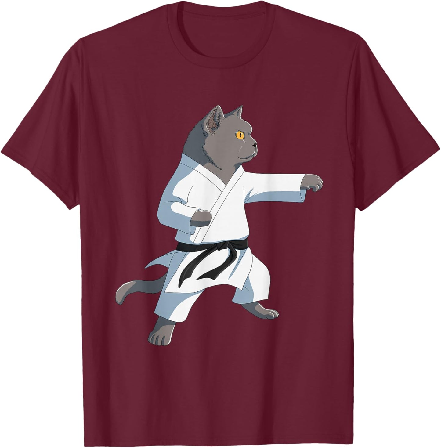 Funny Karate British Shorthair Cat T-Shirt - T-Shirt | Maroon
