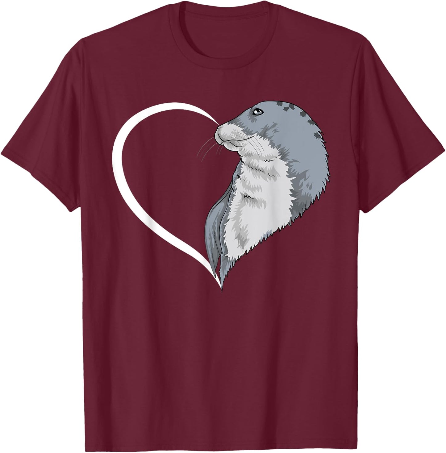 Seal Shirts Girls Kids Heart Cute Seal T-Shirt - T-Shirt | Maroon