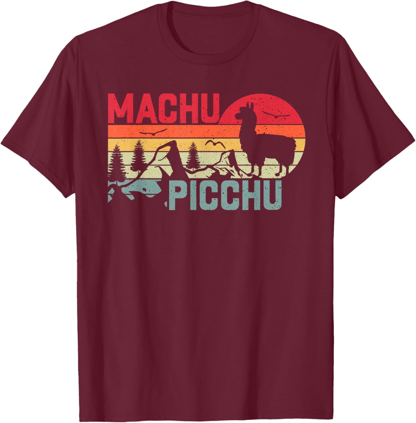 Retro Machu Picchu Peruvian Pride Peru Travel T-Shirt - T-Shirt | Maroon