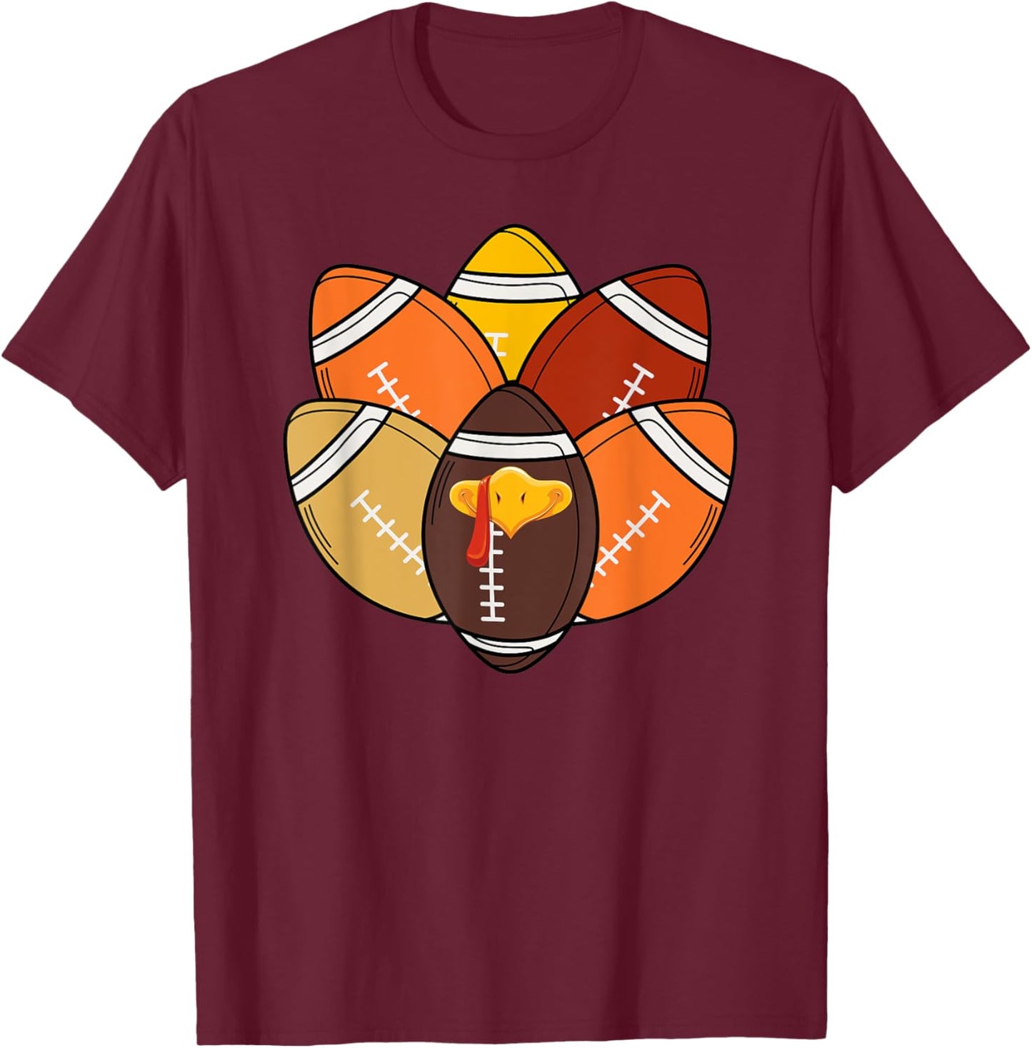 Football Player Turkey Funny Thanksgiving Day T-Shirt - T-Shirt | Maroon