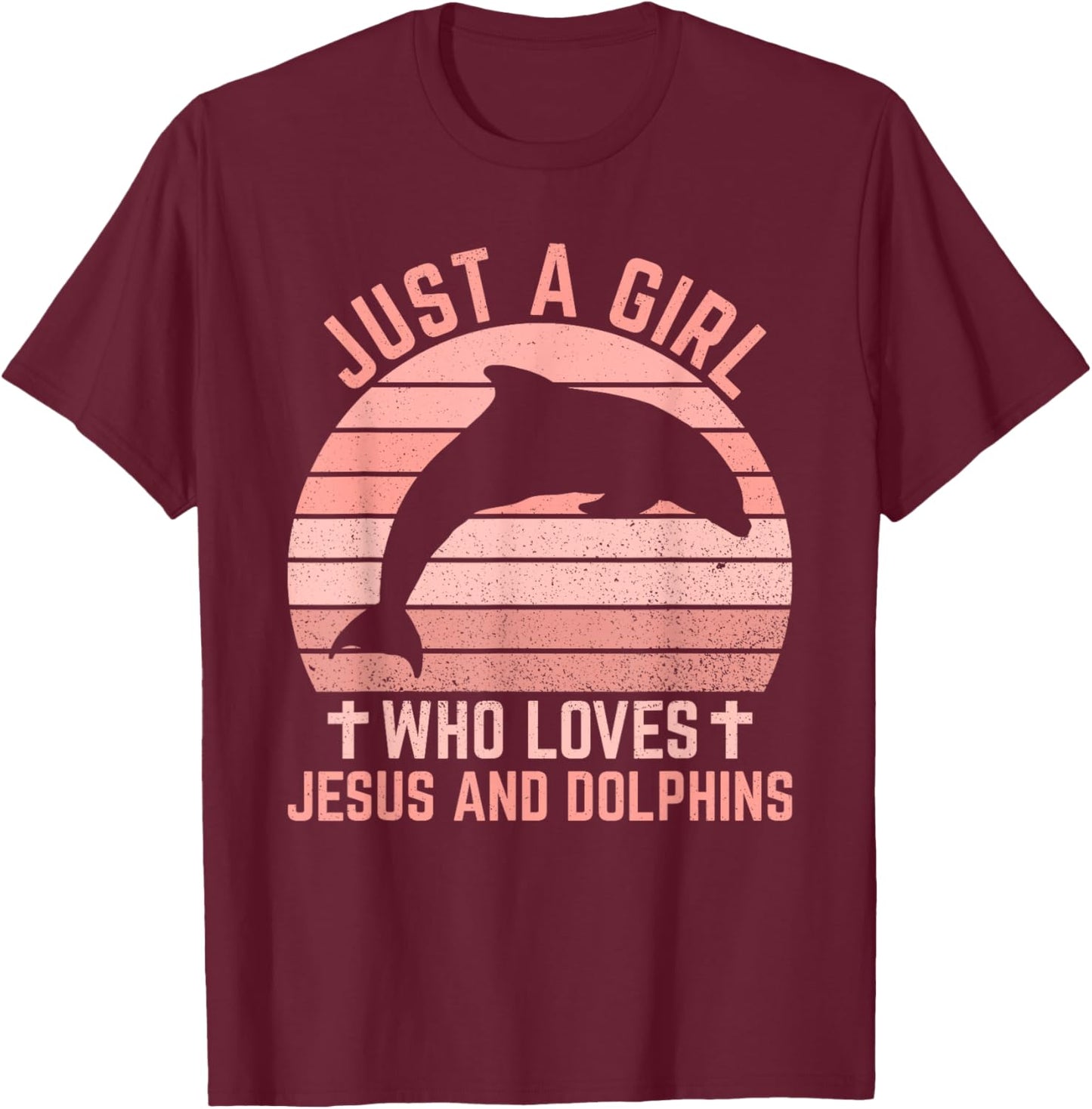 Jesus And Dolphins - Christian Girl And Women T-Shirt - T-Shirt | Maroon