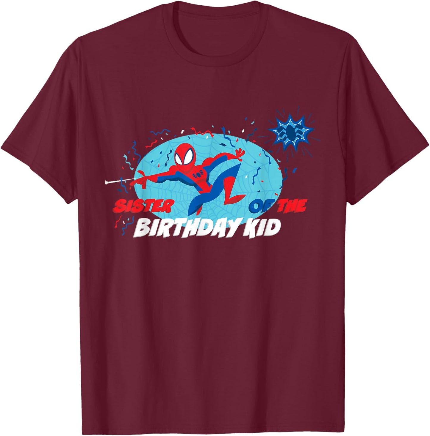 Marvel Spider-Man Toon Family Sister of the Birthday Kid T-Shirt - T-Shirt | Maroon