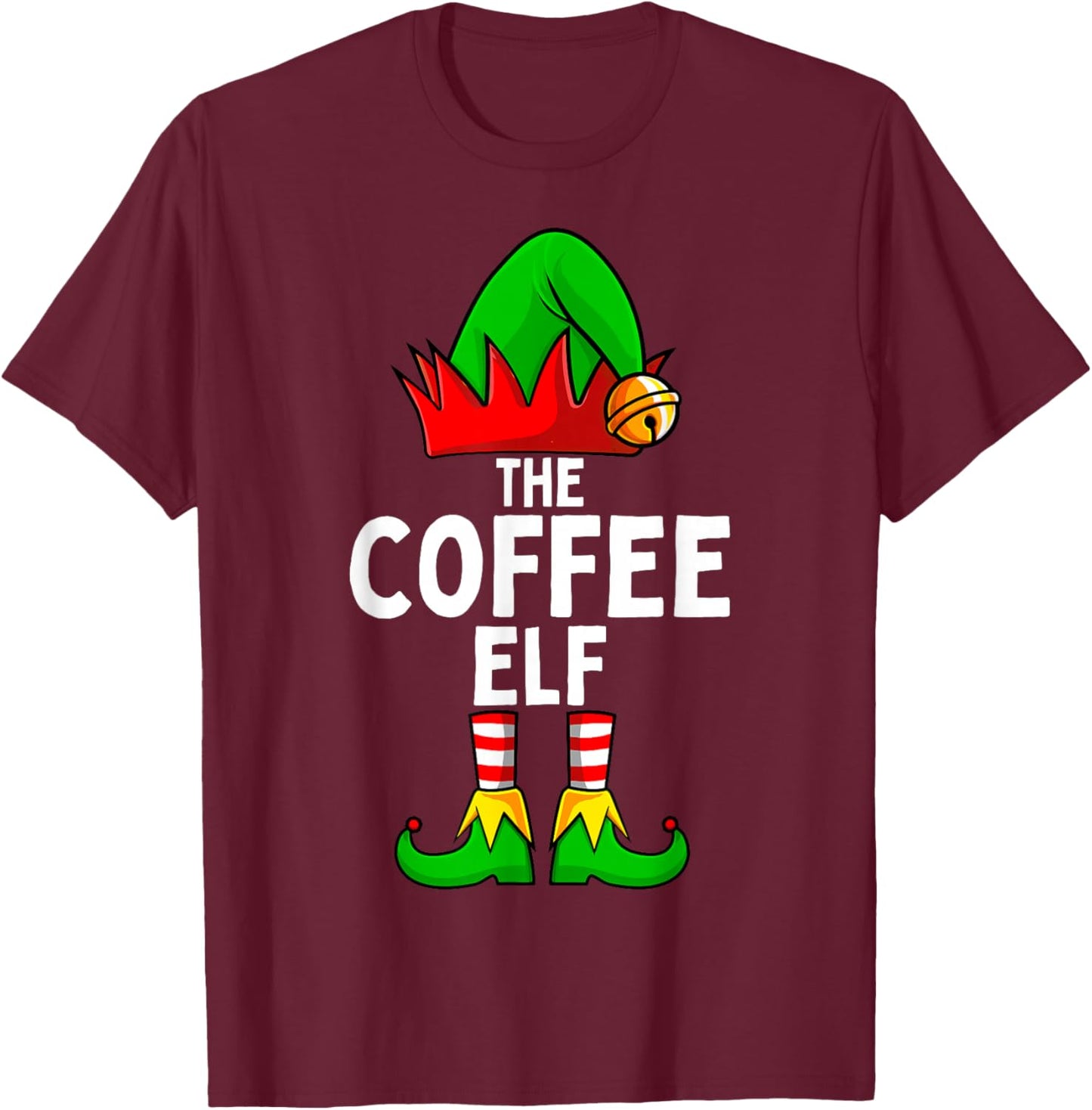Coffee Elf Matching Family Christmas T-Shirt - T-Shirt | Maroon
