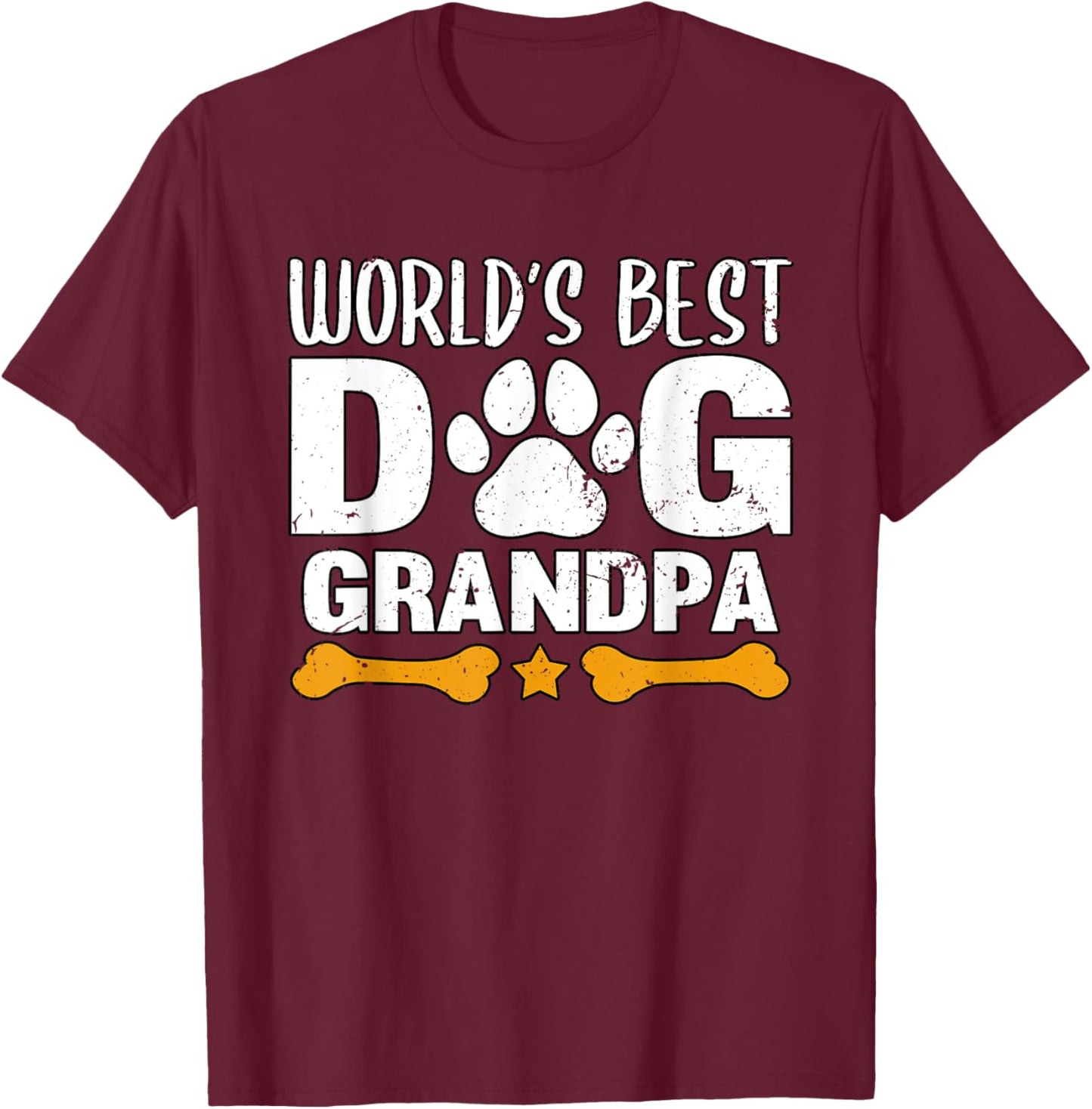 World's Best Dog Grandpa Puppy Grandfather Paw Fur Parent T-Shirt - T-Shirt | Maroon