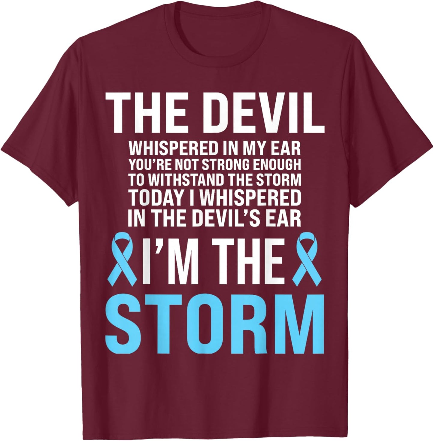 Prostate Cancer Awareness Light Blue Ribbon Dad Survivor T-Shirt - T-Shirt | Maroon