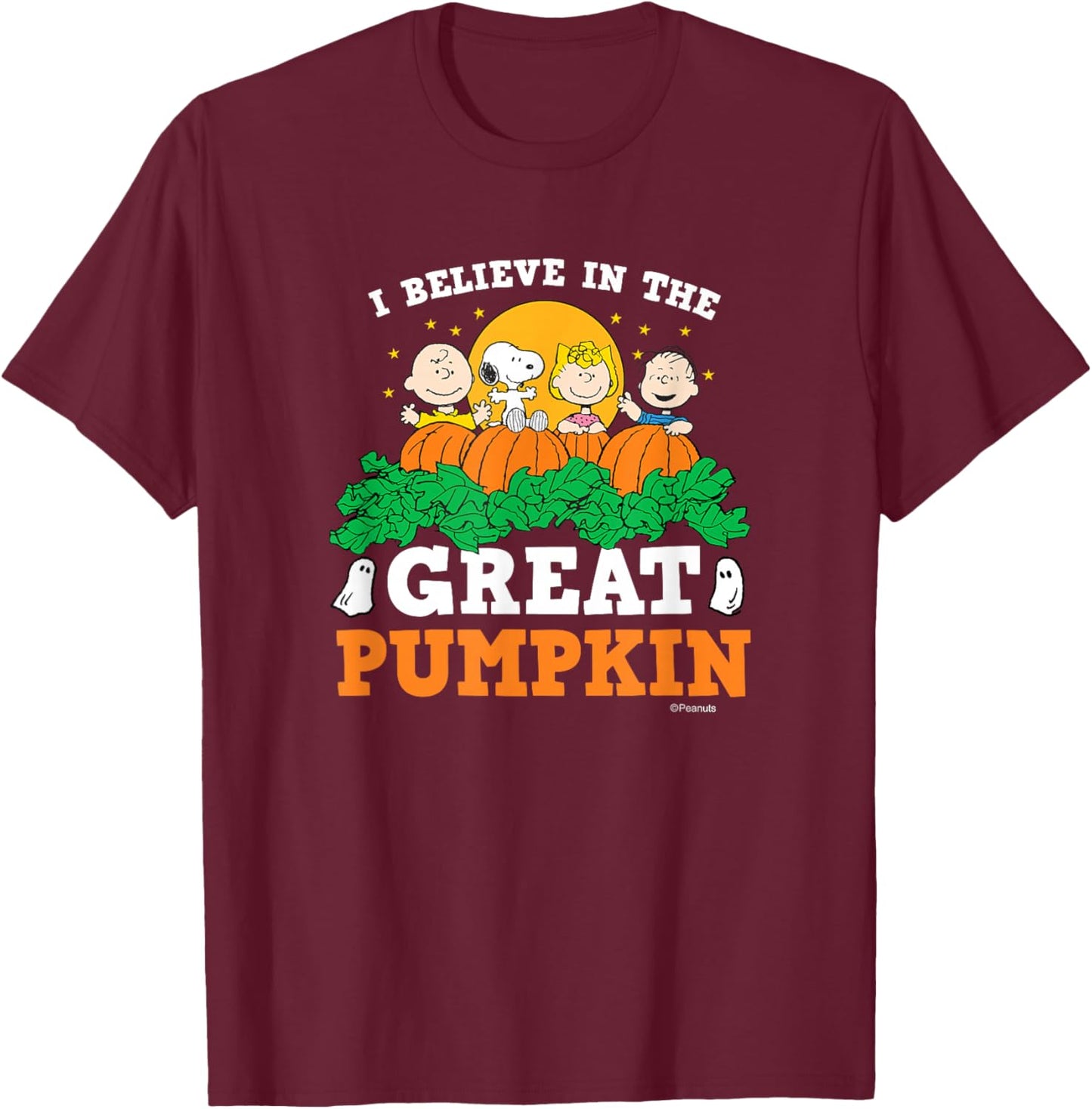 Peanuts - I Believe In The Great Pumpkin T-Shirt - T-Shirt | Maroon