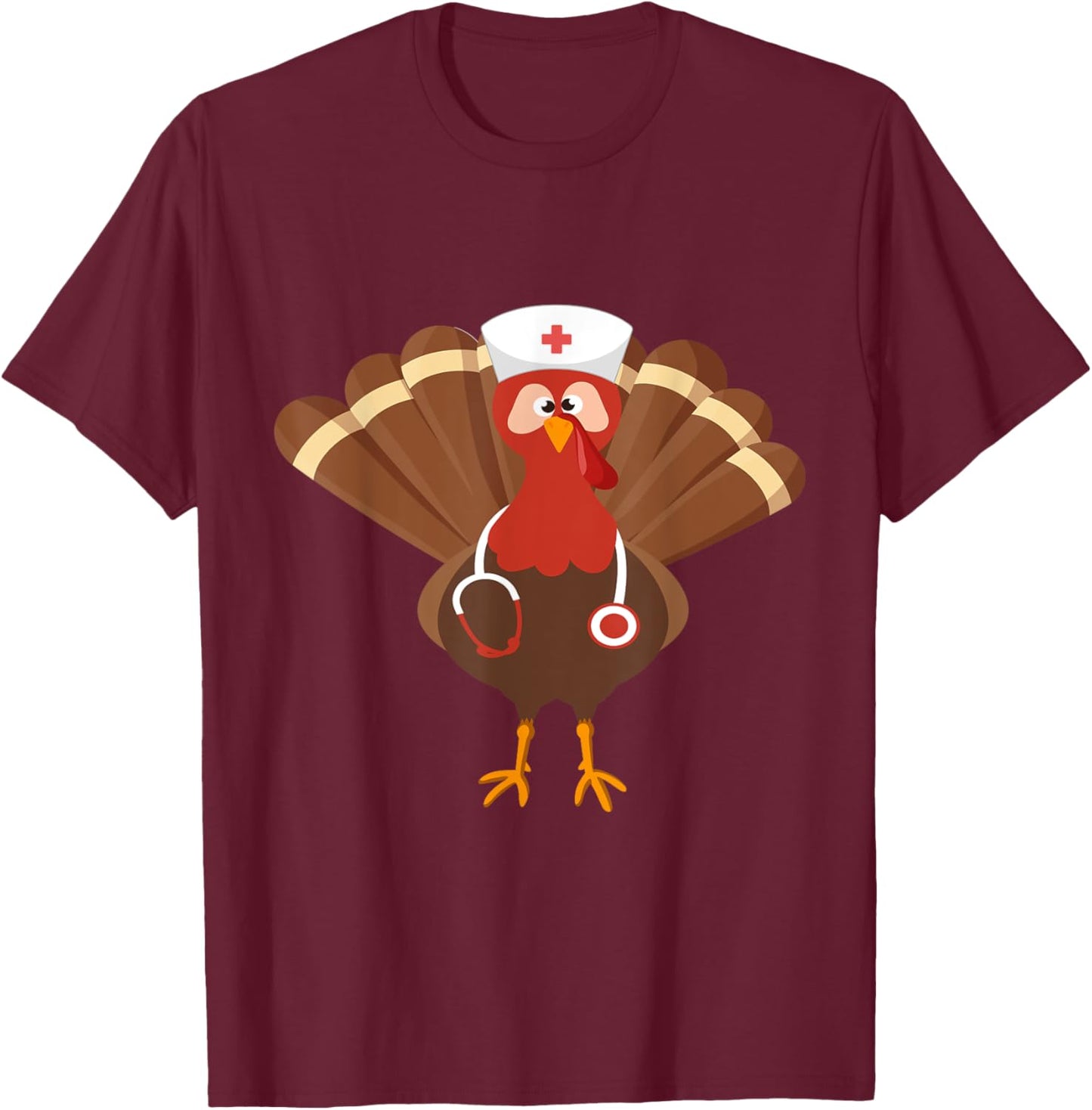 Thanksgiving Nurse, Funny Turkey Thanksgiving Nurse T-Shirt - T-Shirt | Maroon