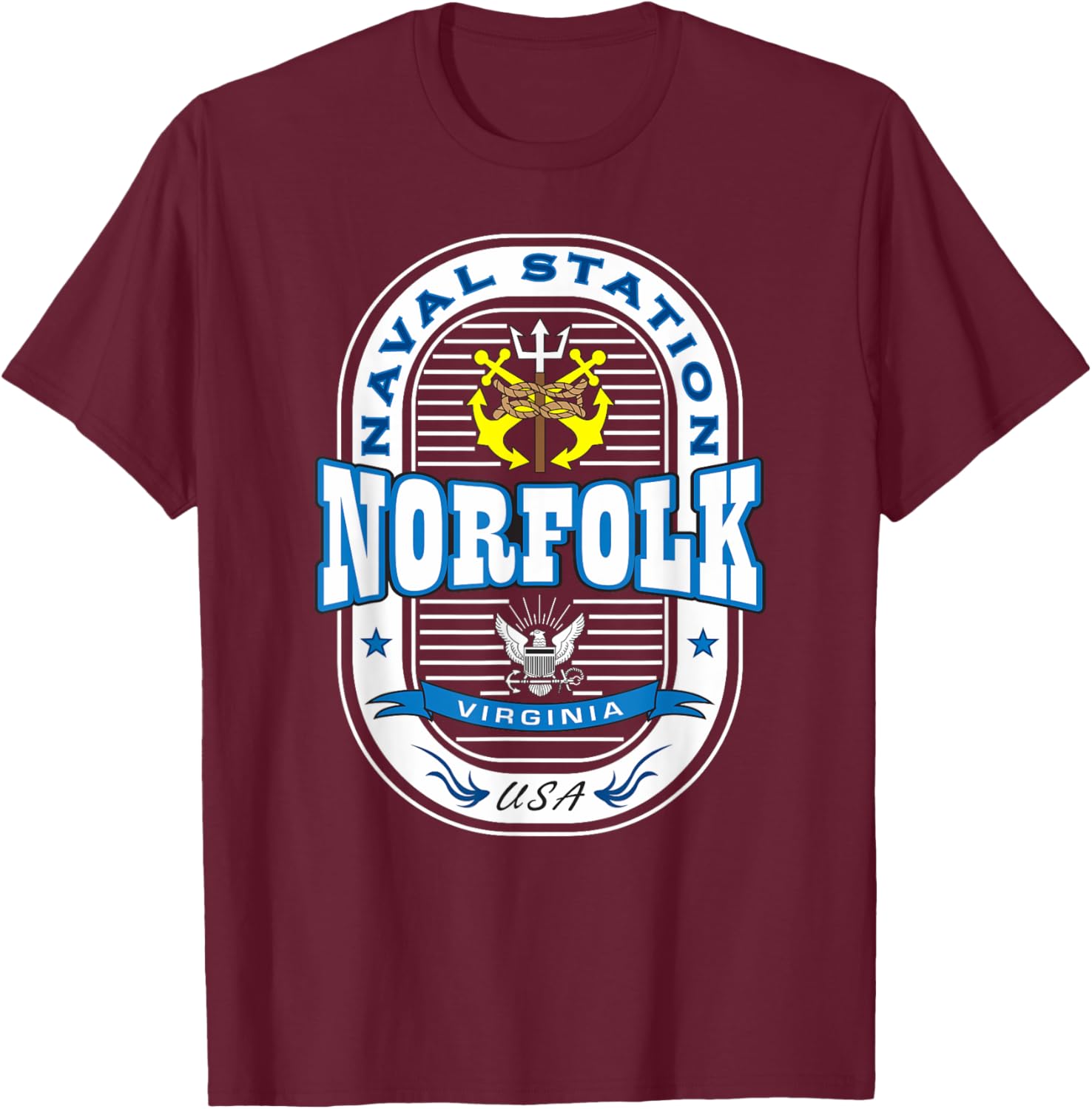 Naval Station Norfolk Virginia Usa T-Shirt - T-Shirt | Maroon